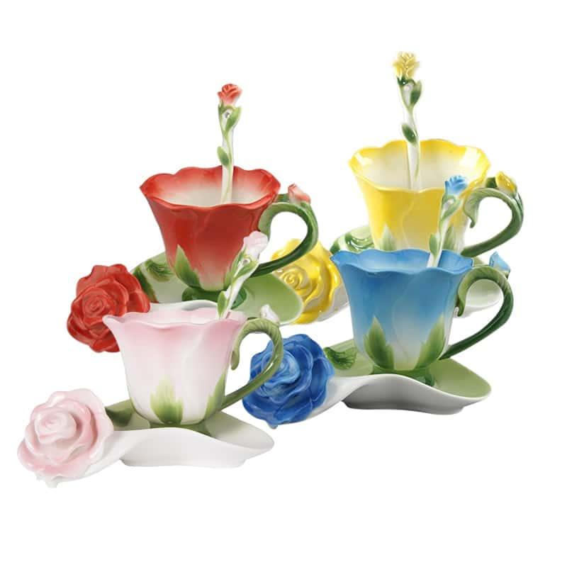 Set of Ceramic Coffee Cup and Saucer
