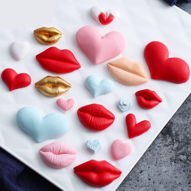 Silicone Mold in Shape of Hearts and Lips - Trendha