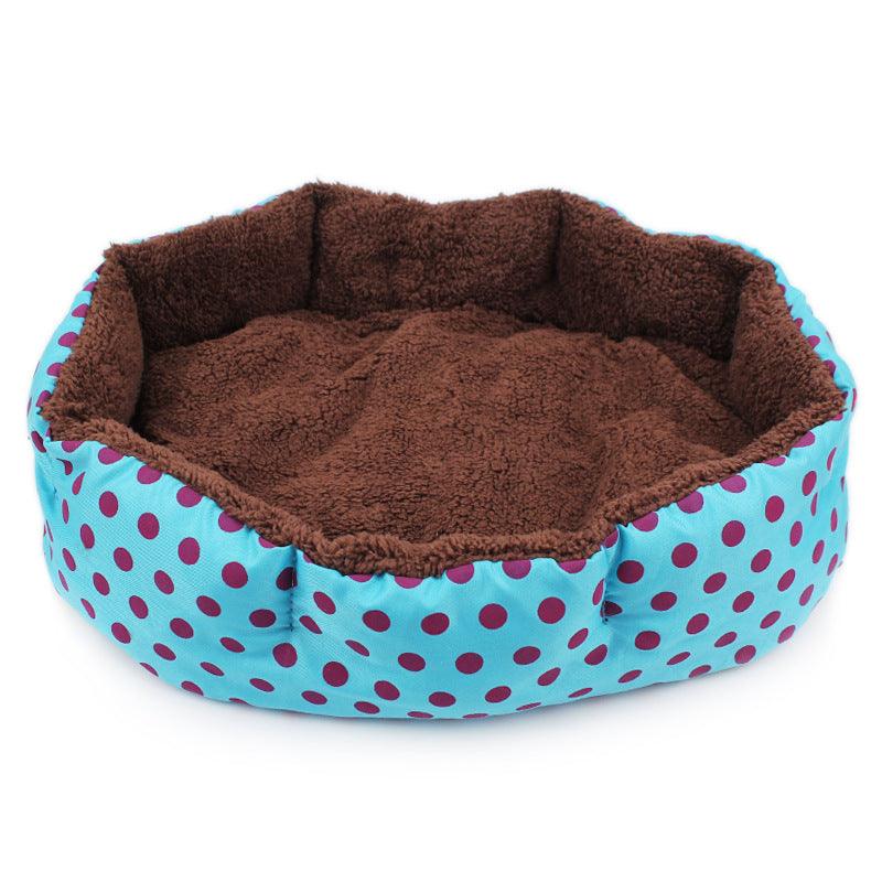 Soft Fleece Cushion Dog Bed with Polka Dot Design - Trendha