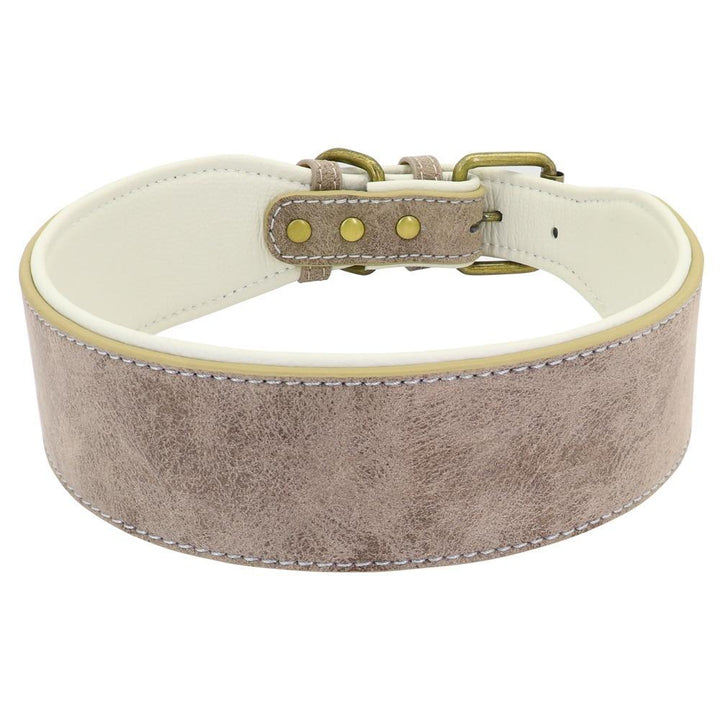 Soft Padded Wide Leather Dog Collar - Trendha