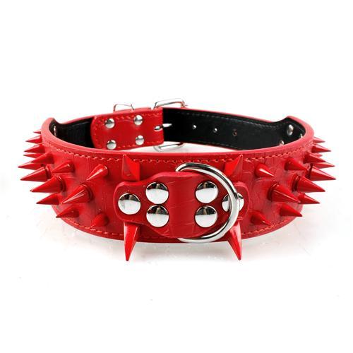 Spiked Leather Dog Collar - Trendha