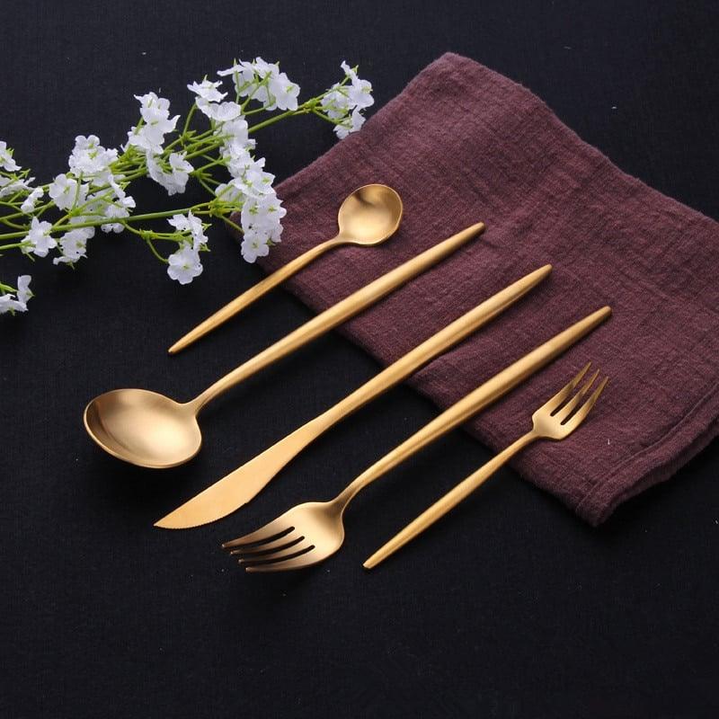 Stainless Steel Cutlery Set in Gold - Trendha