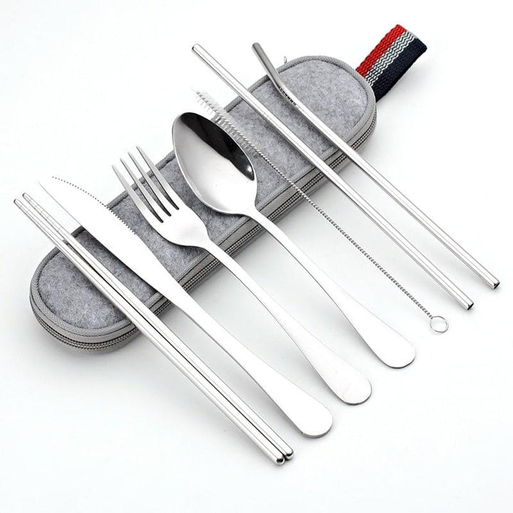 Stainless Steel Dinnerware 8 pcs Set with Portable Bag - Trendha