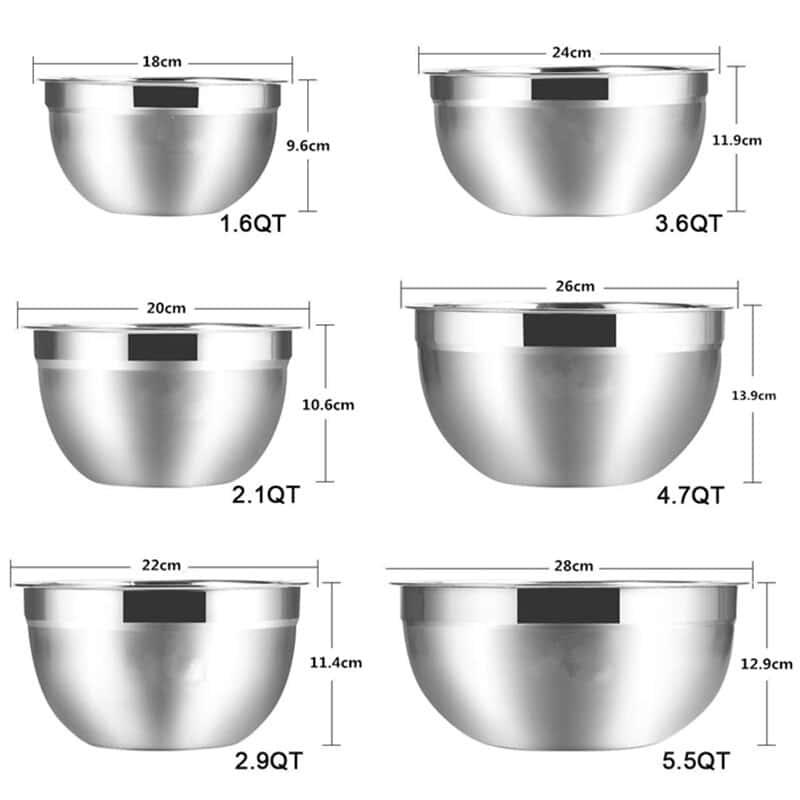 Stainless Steel Mixing Bowl 6 Pcs Set - Trendha