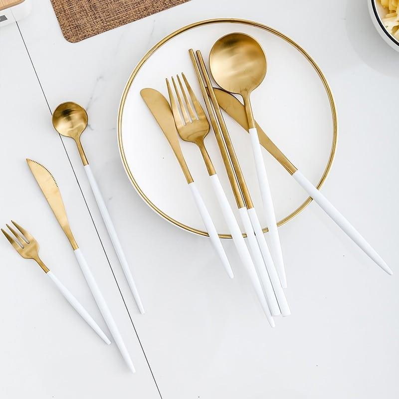Stainless Steel Two Tone Cutlery Set - Trendha