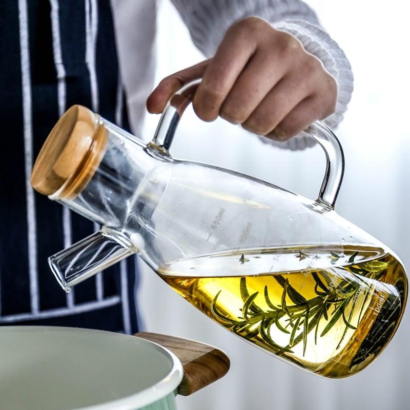 Transparent Glass Oil Bottle With Handle Scale - Trendha