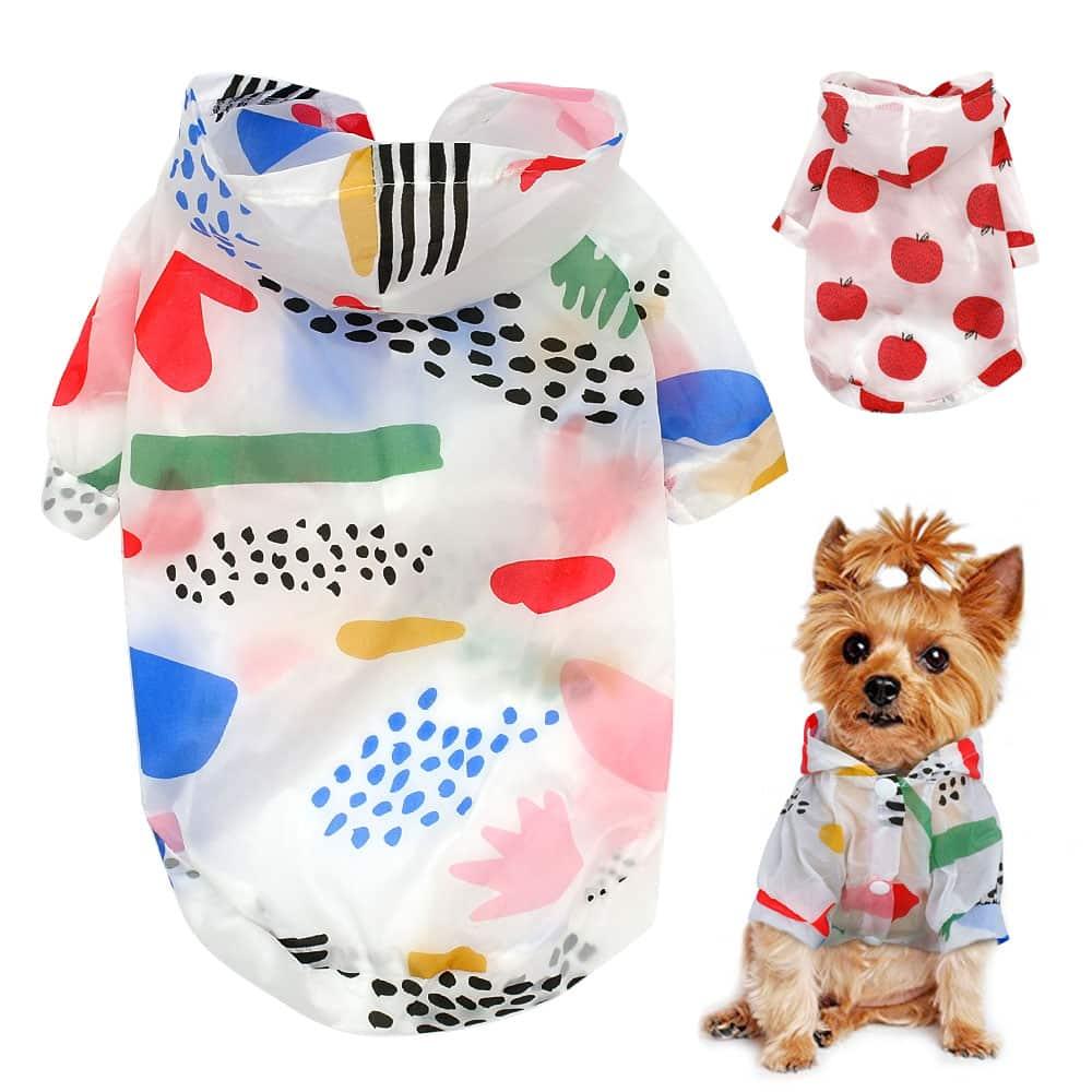 Transparent Patterned Small Dog Raincoat