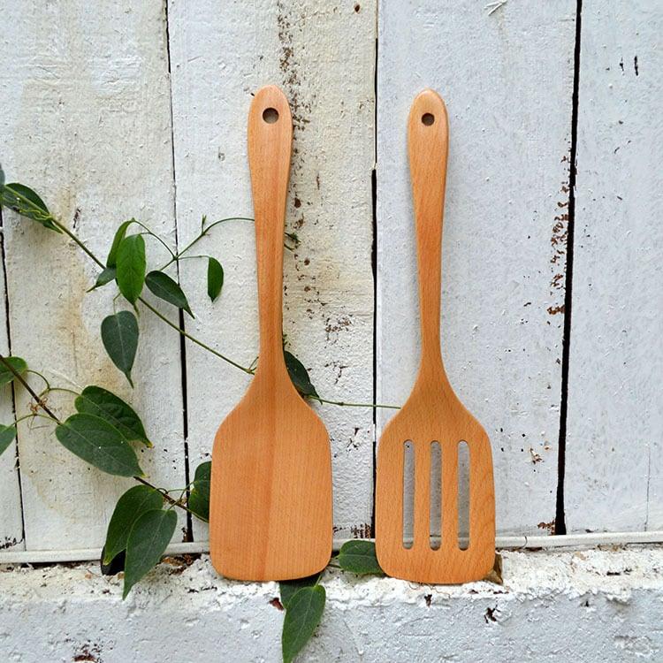 Wooden Kitchen Spatula Pair