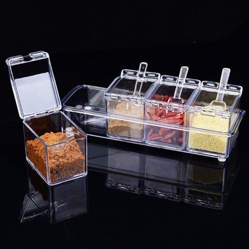 Useful Waterproof Dampproof Plastic Condiment Storage Boxes Set