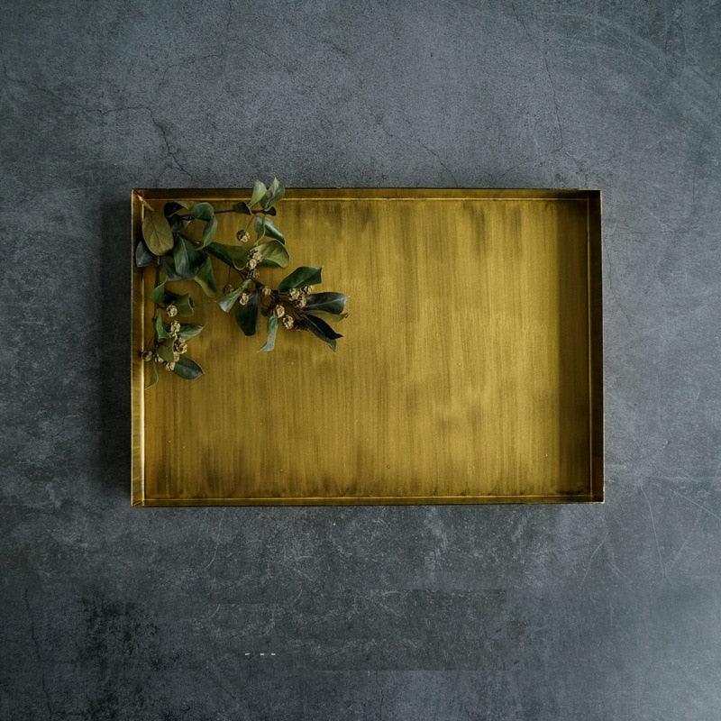 Vintage Gold Color Rectangular Tray - Trendha