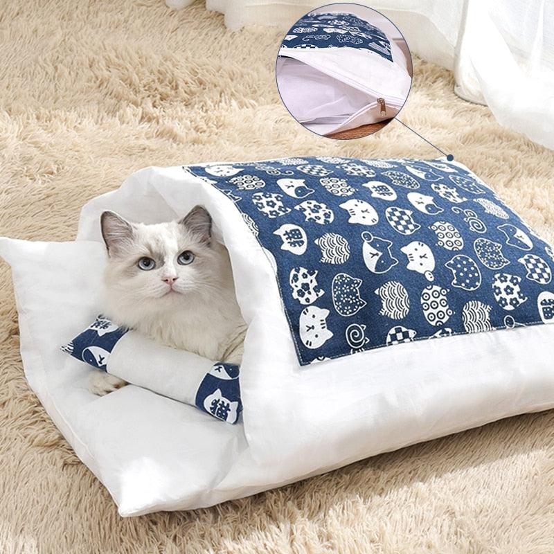 Warm Cat Sleeping Bag with Pillow - Trendha