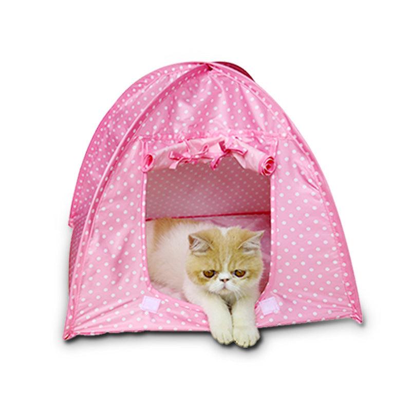 Waterproof Cat Outdoor House with Polka Dot Print - Trendha