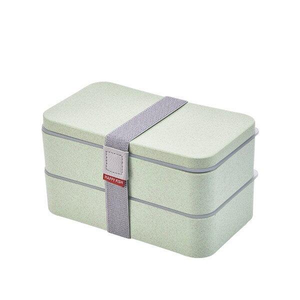 Wheat Straw Double Layers Lunch Box with Spoon - Trendha
