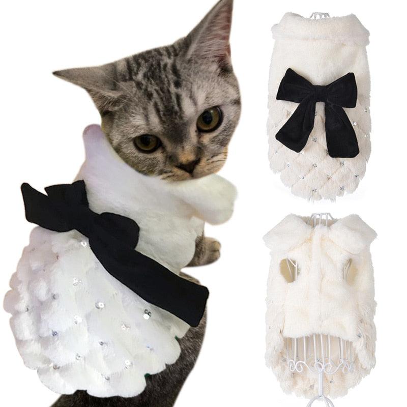 White Plush Cat's Clothes - Trendha