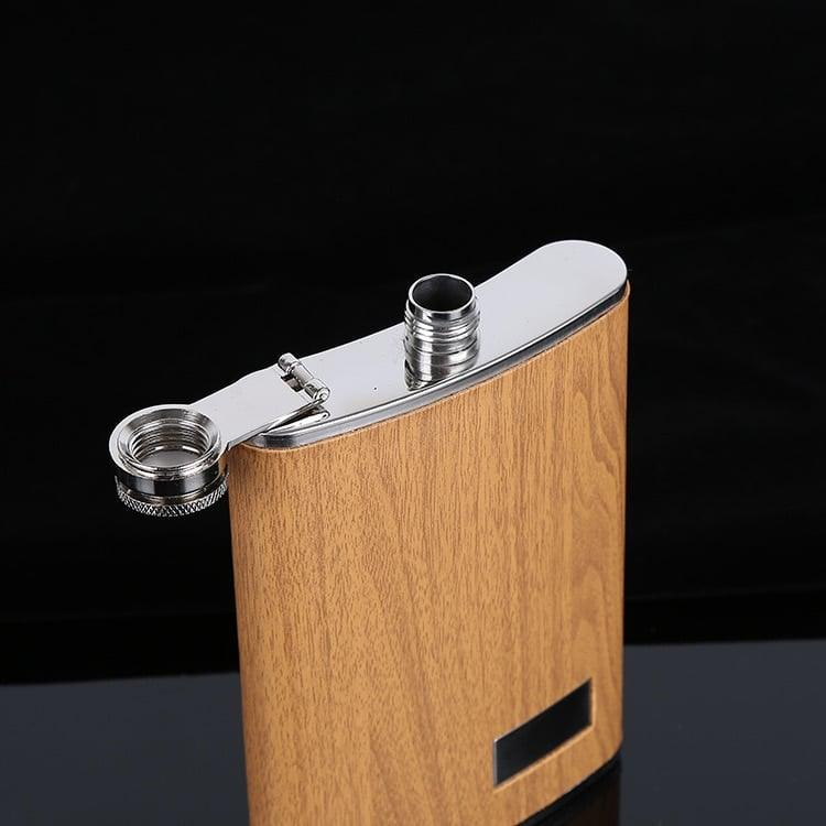 Wood Coated Hip Flask Gift Set - Trendha