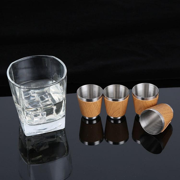 Wood Coated Hip Flask Gift Set - Trendha