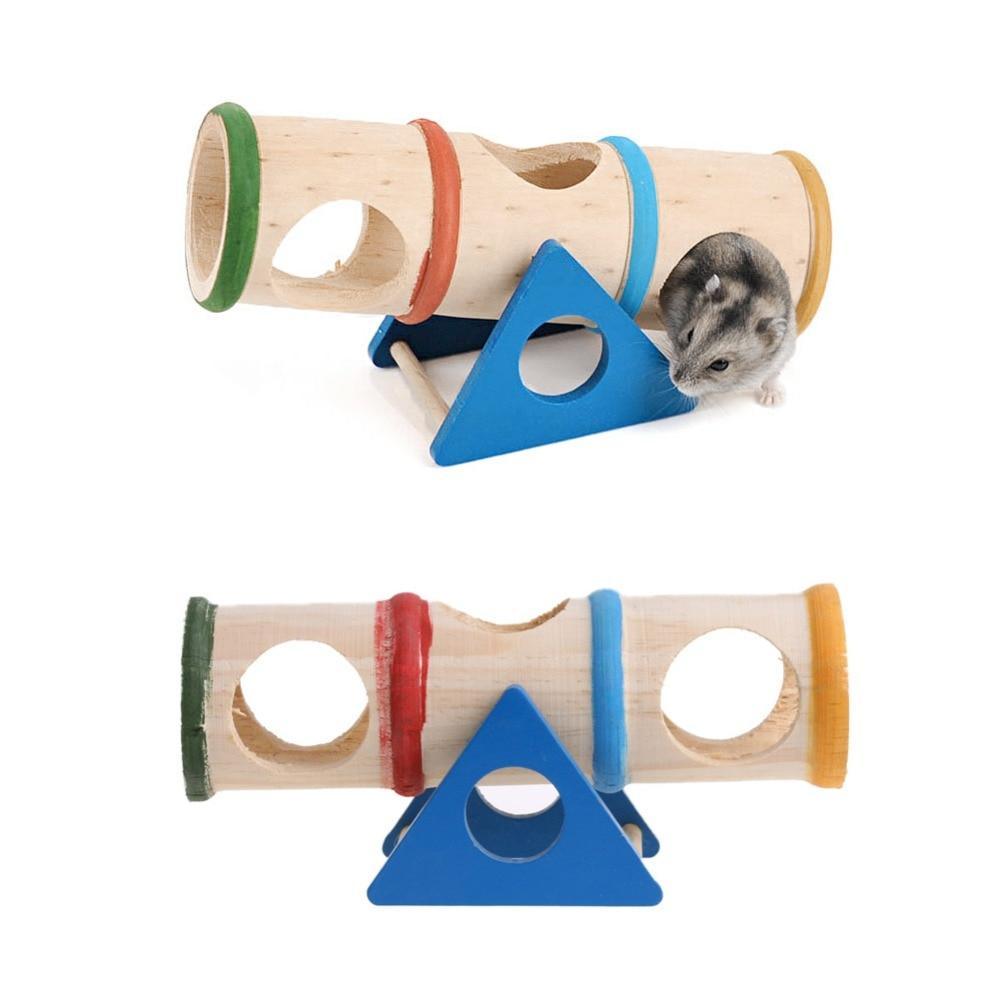 Wooden Seesaw Tube Toy for Small Pets - Trendha
